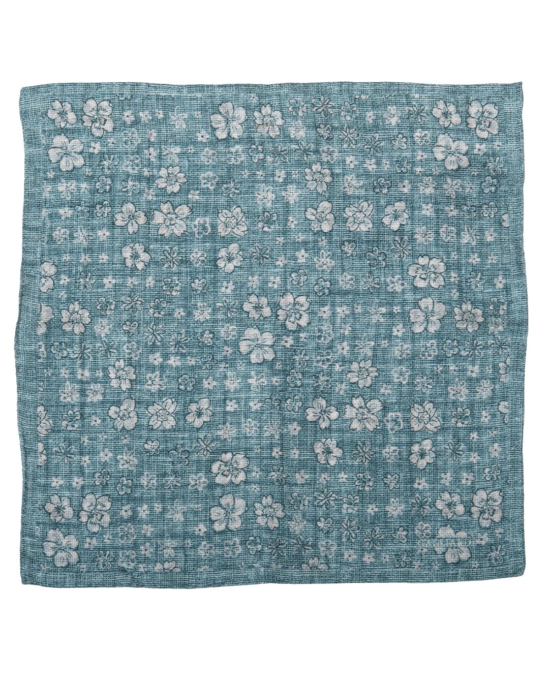 Gagliardi Pocket Squares One Size Gagliardi Green With White Flower Double Sided Linen Cotton Pocket Square
