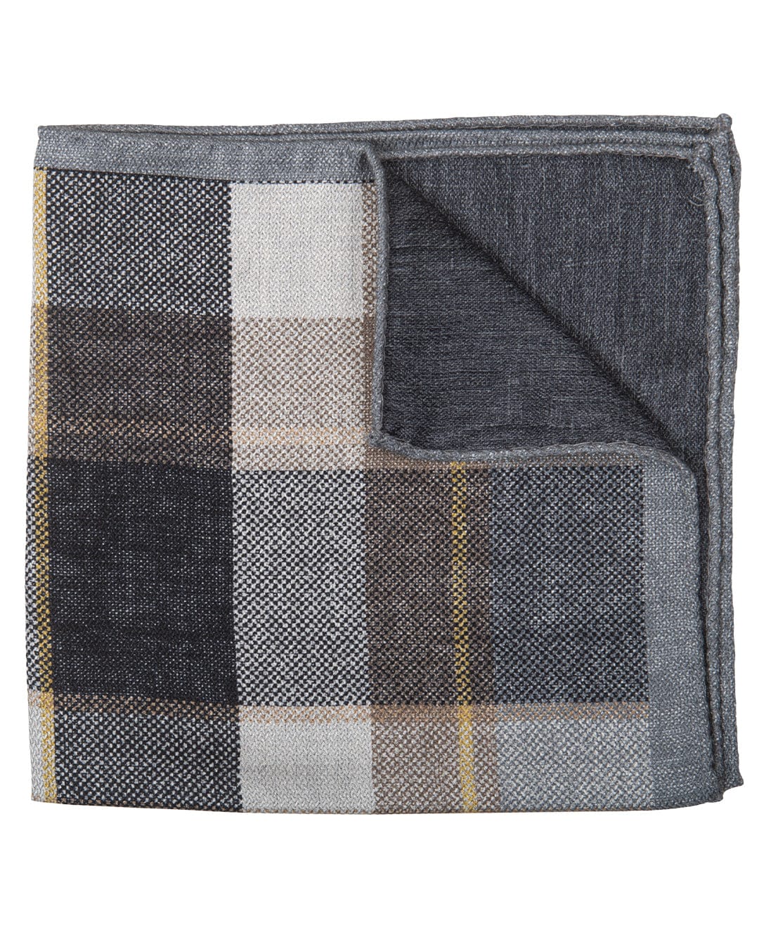 Gagliardi Pocket Squares One Size Gagliardi Grey Check Double Sided Silk Pocket Square