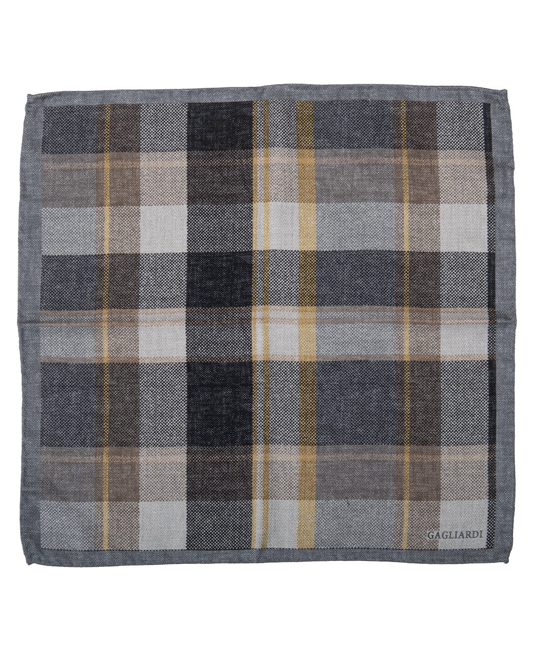 Gagliardi Pocket Squares One Size Gagliardi Grey Check Double Sided Silk Pocket Square
