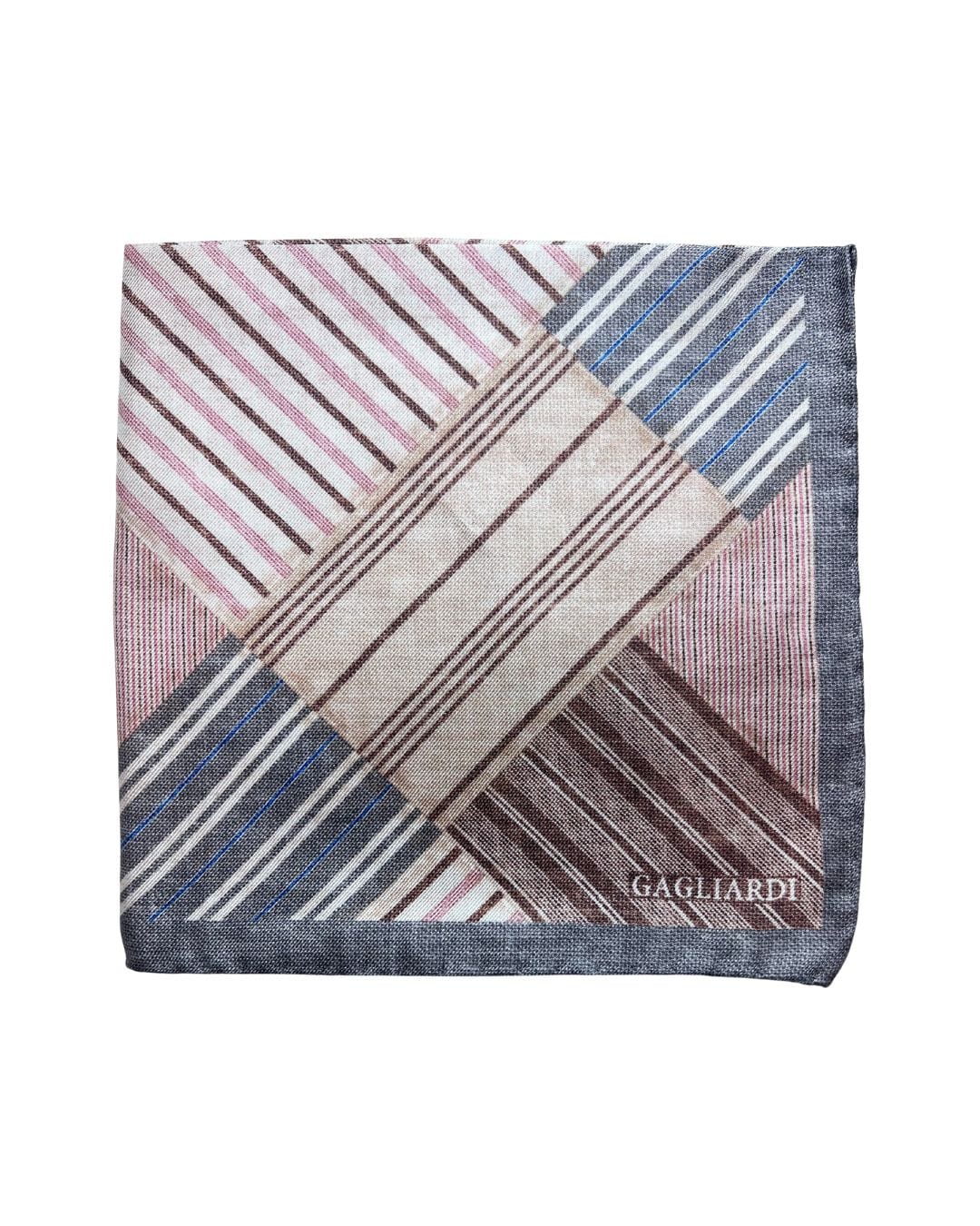 Gagliardi Pocket Squares ONE SIZE Gagliardi Grey Striped Italian Silk Pocket Square
