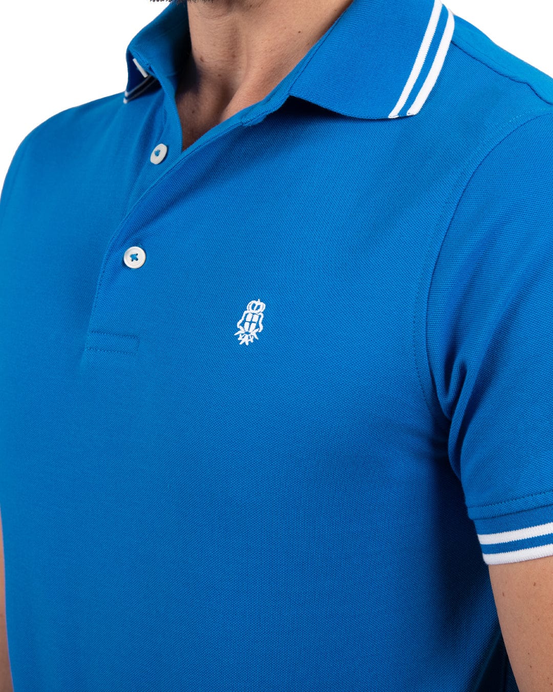 Gagliardi Polo Shirts Gagliardi Blue Double Tipped Pique Polo Shirt