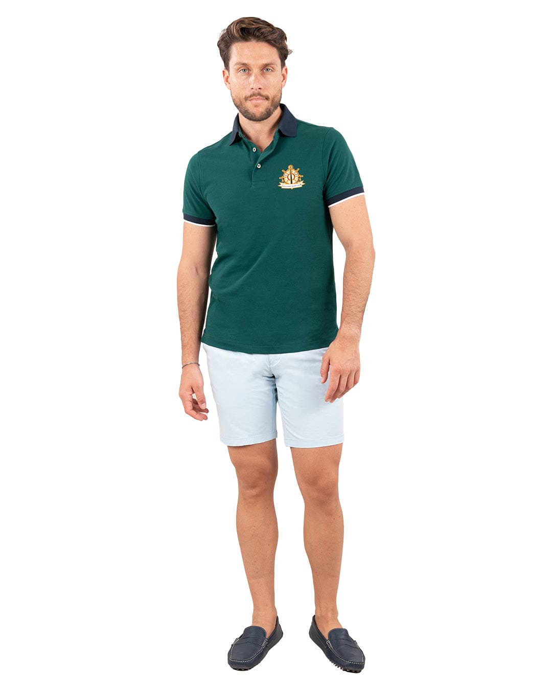 Gagliardi Polo Shirts Gagliardi Green Pique Polo Shirt With Yacht Club Embroidery