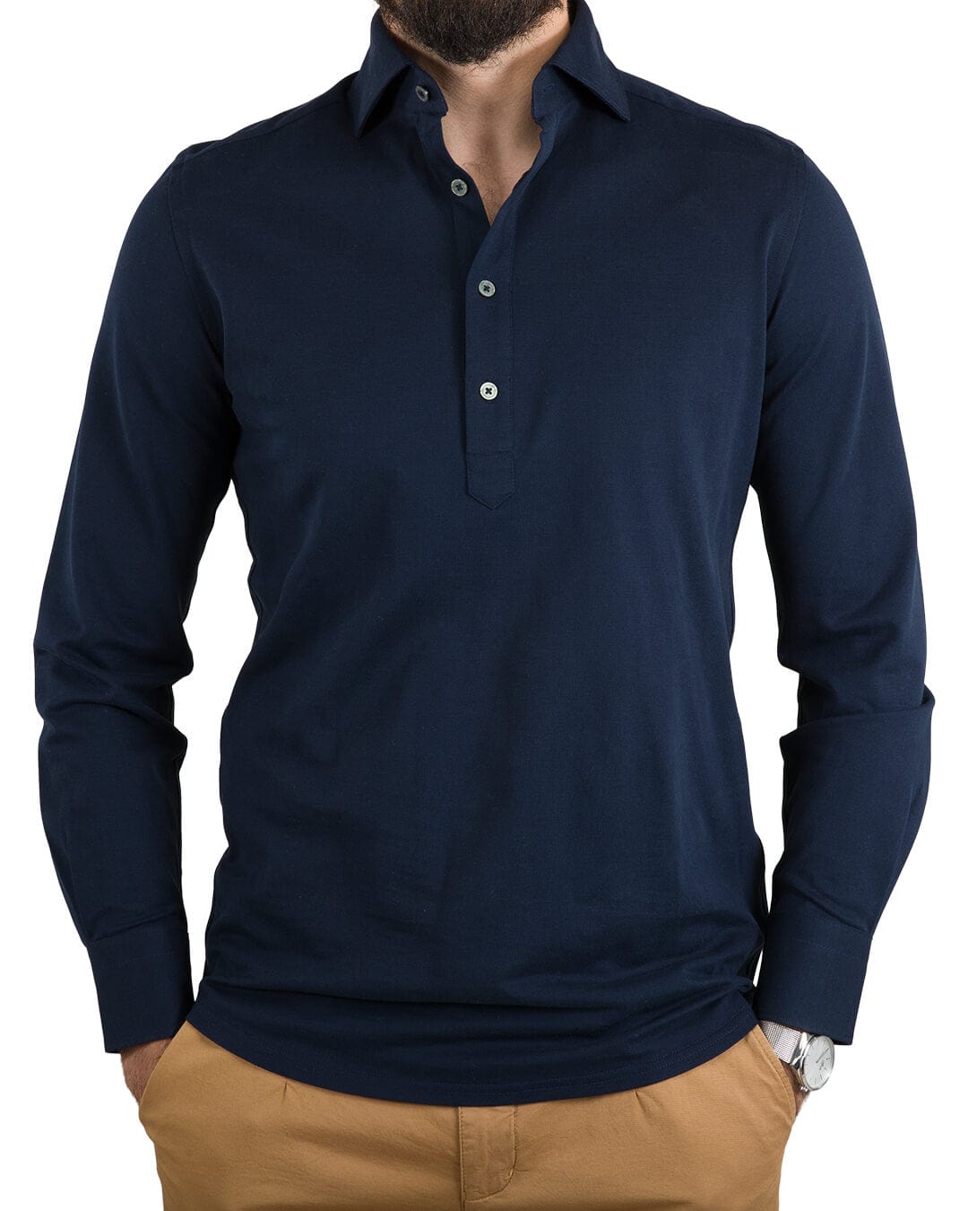 Gagliardi Polo Shirts Gagliardi Navy Pique Popover