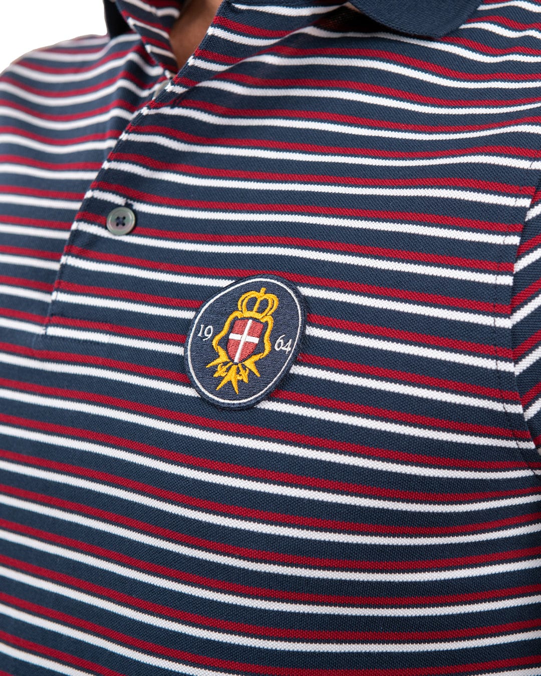 Gagliardi Polo Shirts Gagliardi Navy Striped Pique Polo Shirt With Badge