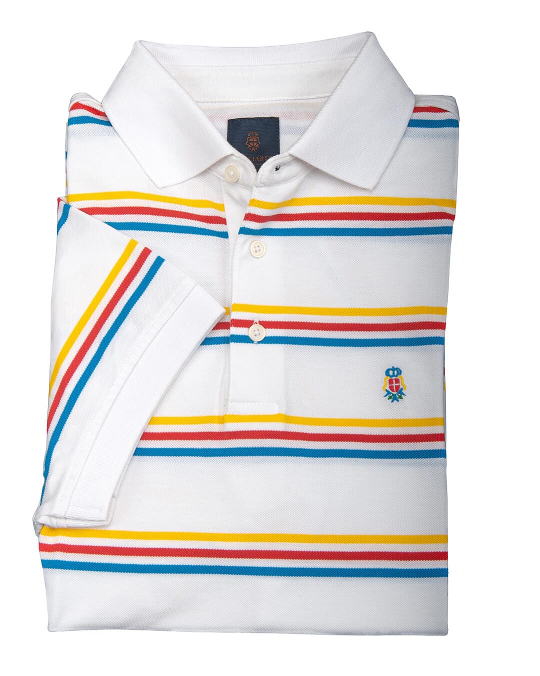 Gagliardi Polo Shirts Gagliardi White Multi Striped Pique Polo Shirt