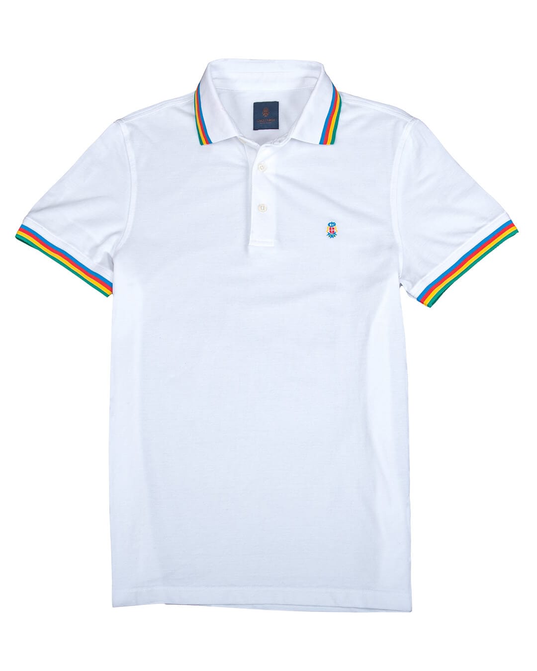 Gagliardi Polo Shirts Gagliardi White Pique Polo Shirt With Multicoloured Tipping