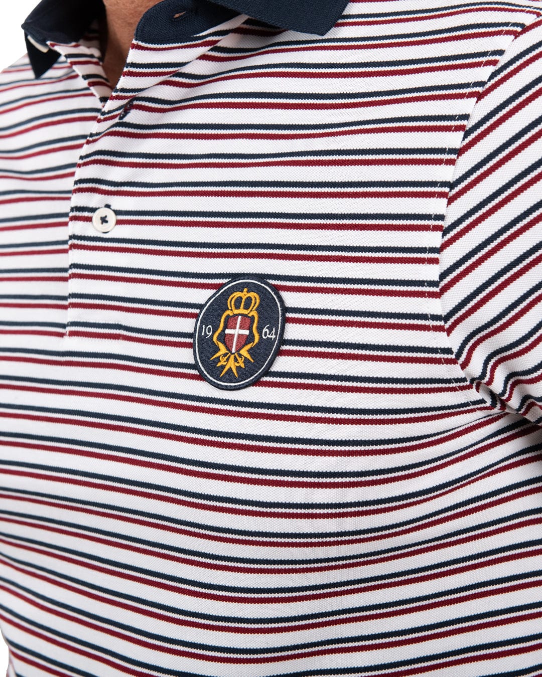 Gagliardi Polo Shirts Gagliardi White Striped Pique Polo Shirt With Badge