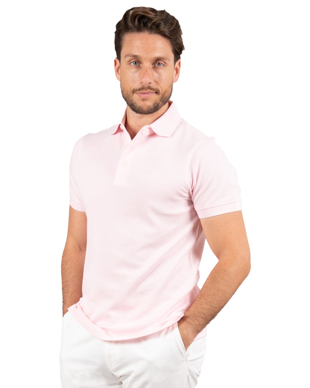 Gagliardi Poloshirts Gagliardi Pink Popcorn Textured Polo Shirt