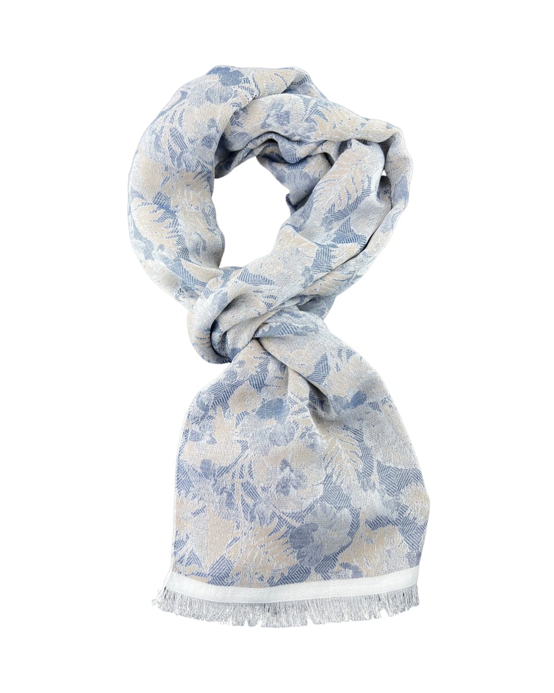 Gagliardi Scarves One Size Gagliardi Beige Large Floral Pattern Italian Cotton Blend Scarf