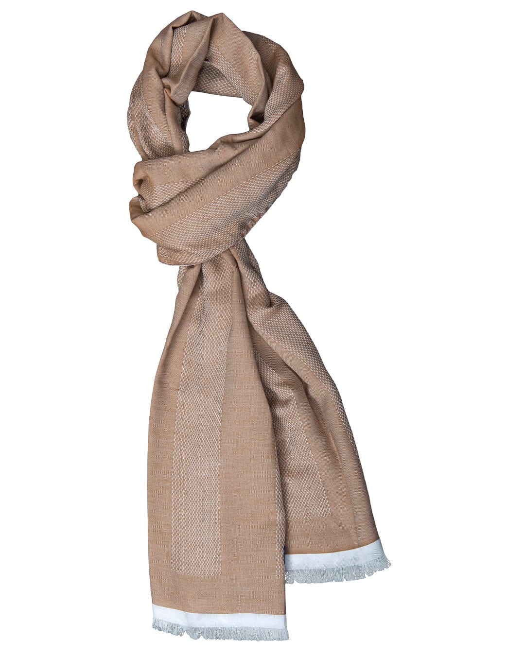 Gagliardi Scarves One Size Gagliardi Beige Textured Striped Cotton Blend Scarf