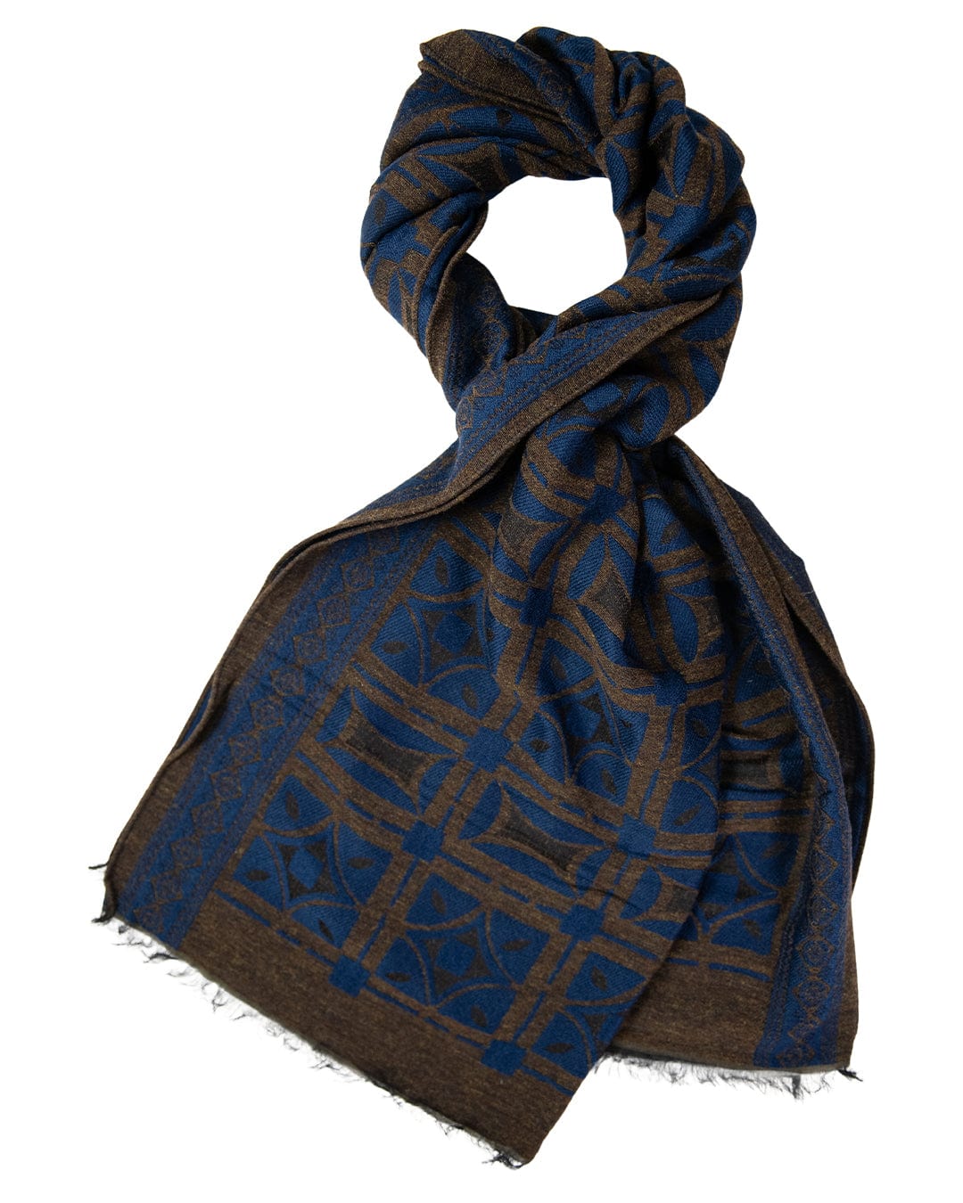 Gagliardi Scarves ONE SIZE Gagliardi Blue Tile Design Italian Wool Blend Scarf