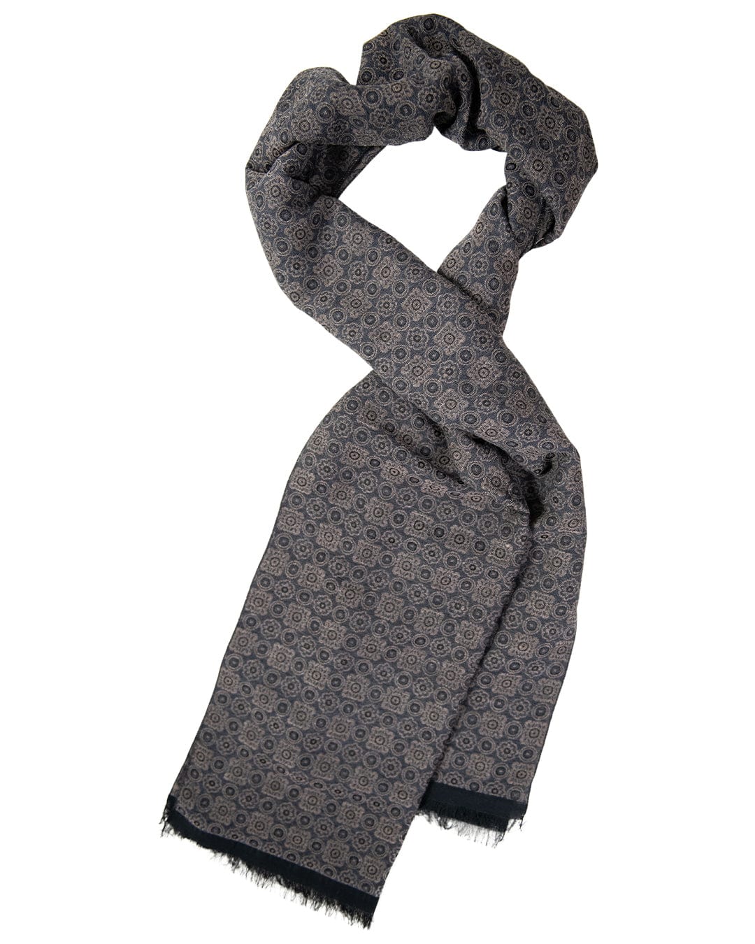 Gagliardi Scarves ONE SIZE Gagliardi Brown Medallion Motif Italian Wool Blend Scarf