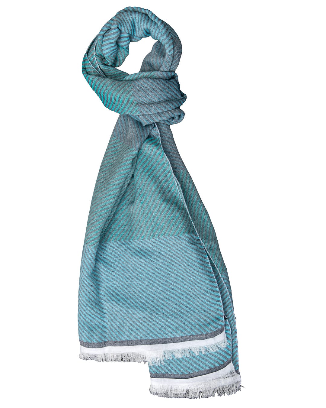 Gagliardi Scarves One Size Gagliardi Green Horiztonal Chevron Cotton Blend Scarf