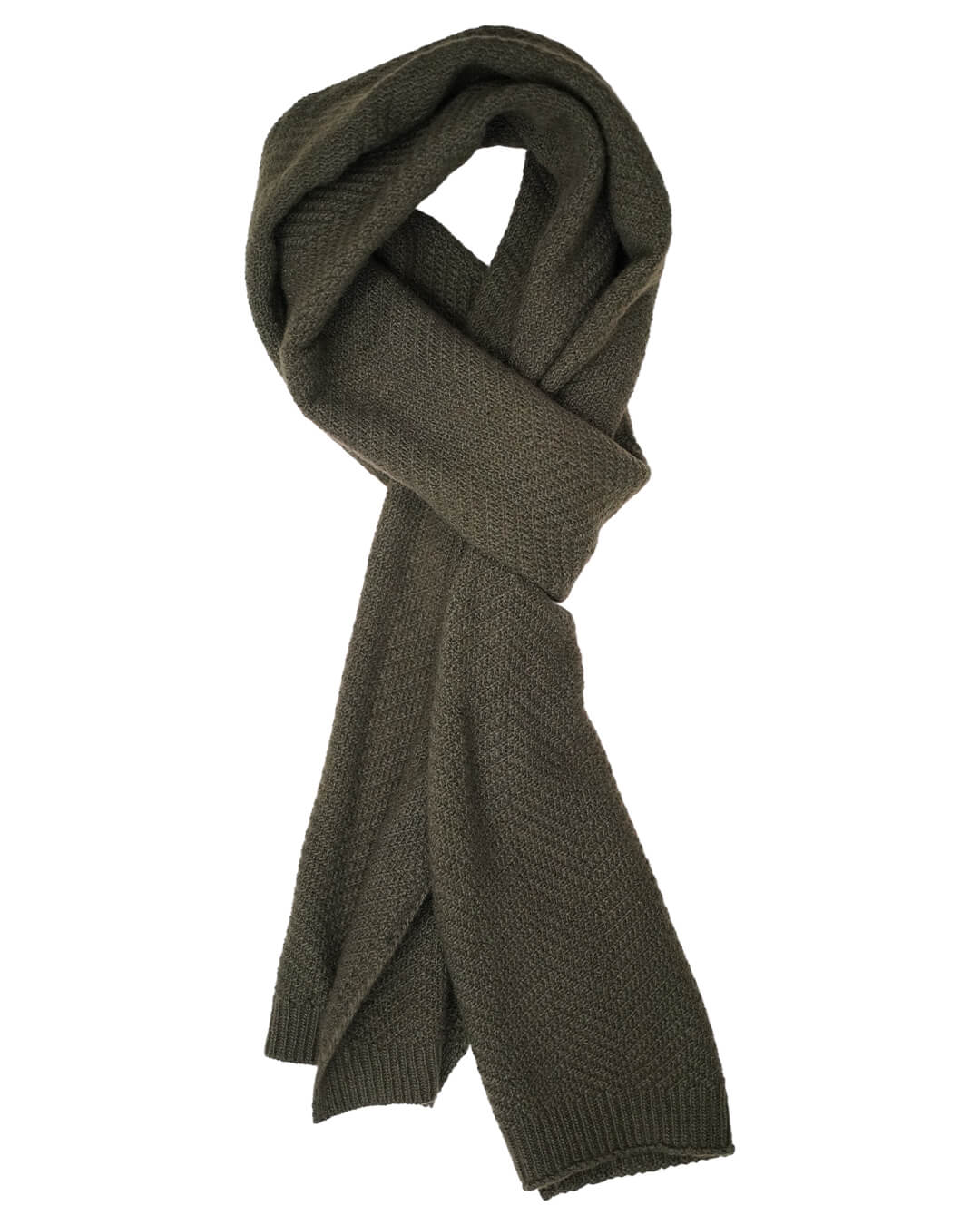 Gagliardi Scarves Gagliardi Wool Cashmere Blend Green Chevron Knitted Scarf