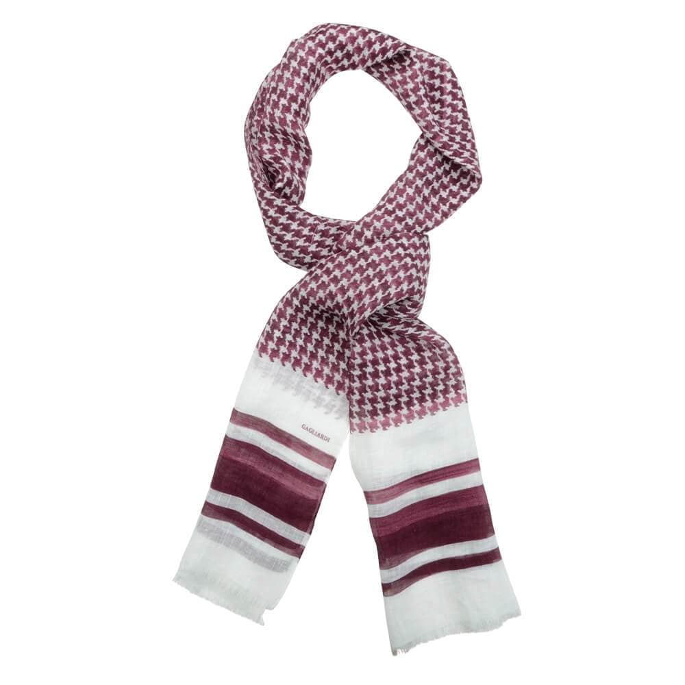 Gagliardi Scarves Raspberry And White Large Dogstooth Scarve