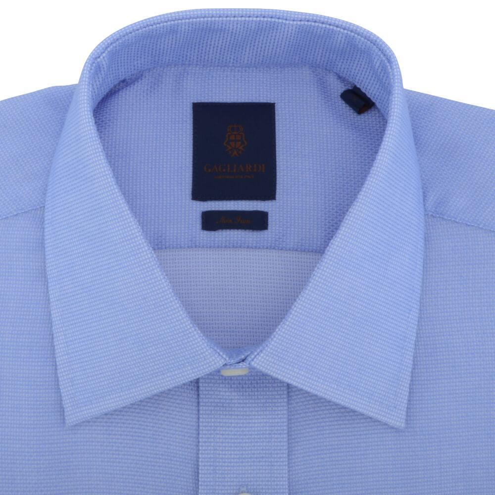Gagliardi Shirts Blue Basketweave Classic Collar Shirt