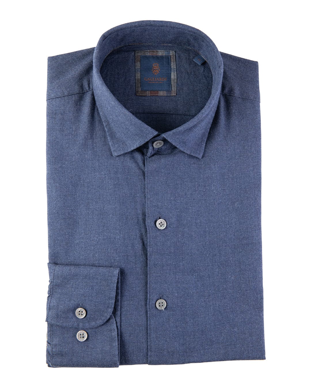 Gagliardi Shirts Gagliardi Blue Cotton Flannel Shirt