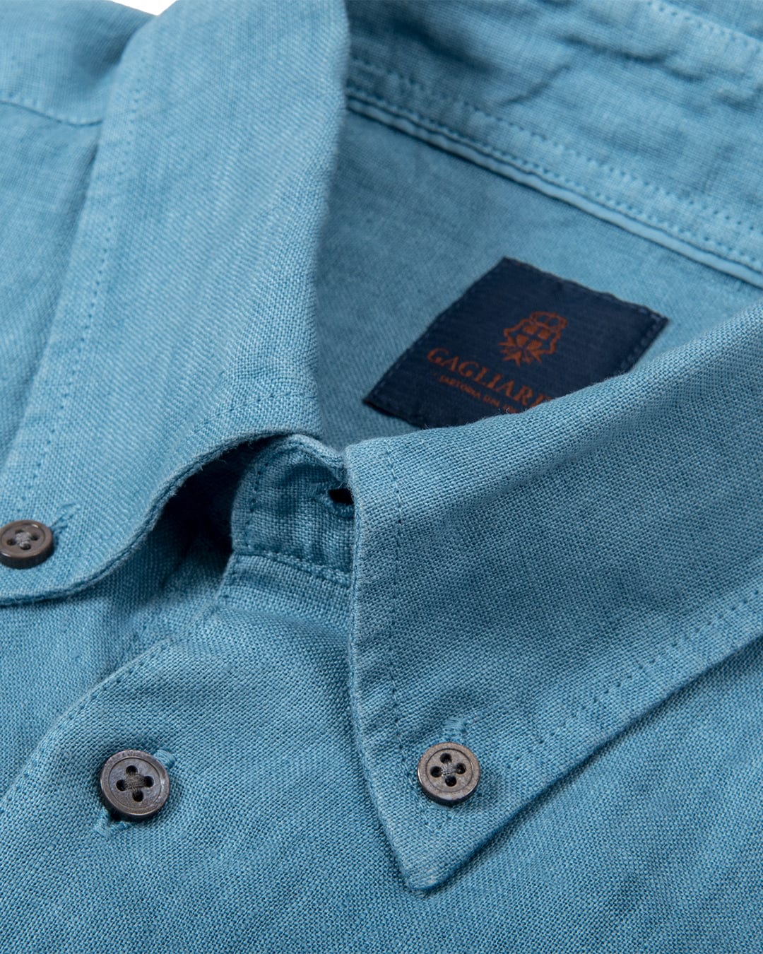 Gagliardi Shirts Gagliardi Blue Slim Fit Linen Button-Down Shirt