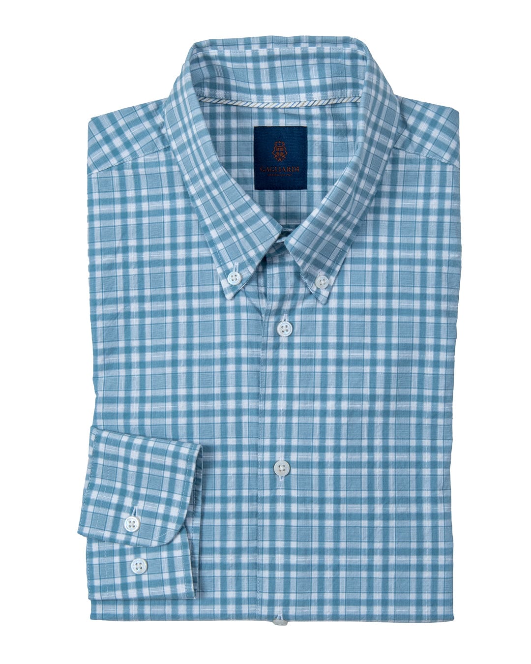 Gagliardi Shirts Gagliardi Blue Slim Fit Summer Plaid Button-Down Shirt