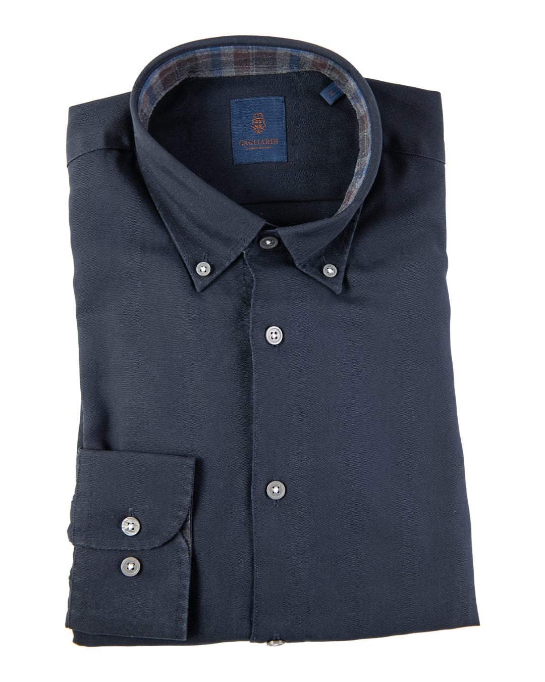 Gagliardi Shirts Gagliardi Dark Blue Tencel Button-Down Shirt