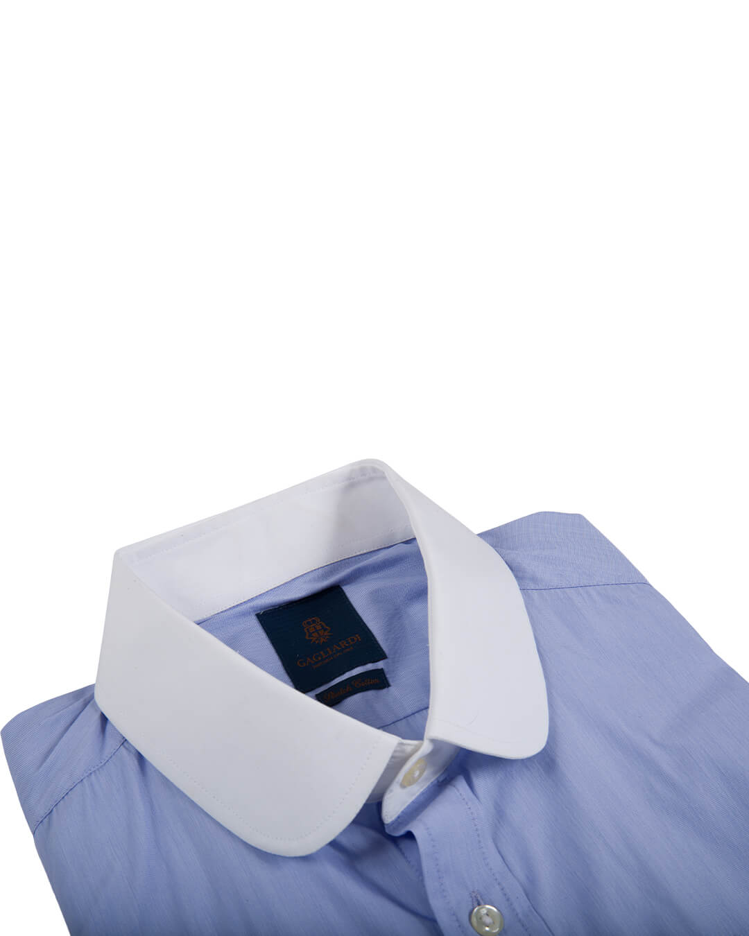 Gagliardi Shirts Gagliardi Extra Slim Fit Blue Stretch End on End Club Collar Shirt