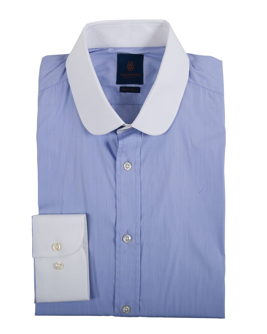 Gagliardi Shirts Gagliardi Extra Slim Fit Blue Stretch End on End Club Collar Shirt