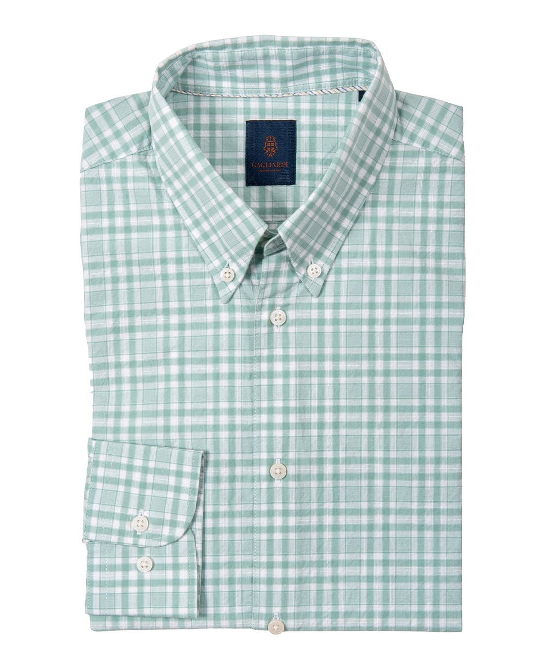 Gagliardi Shirts Gagliardi Green Slim Fit Summer Plaid Button-Down Shirt