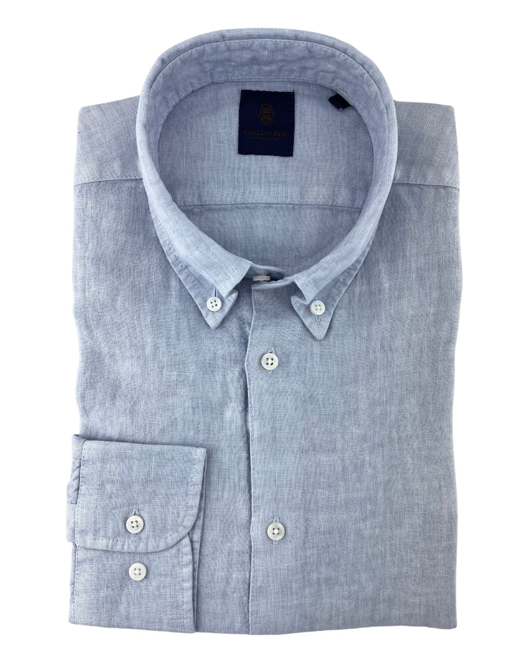 Gagliardi Shirts Gagliardi Light Blue Slim Fit Linen Button-Down Shirt