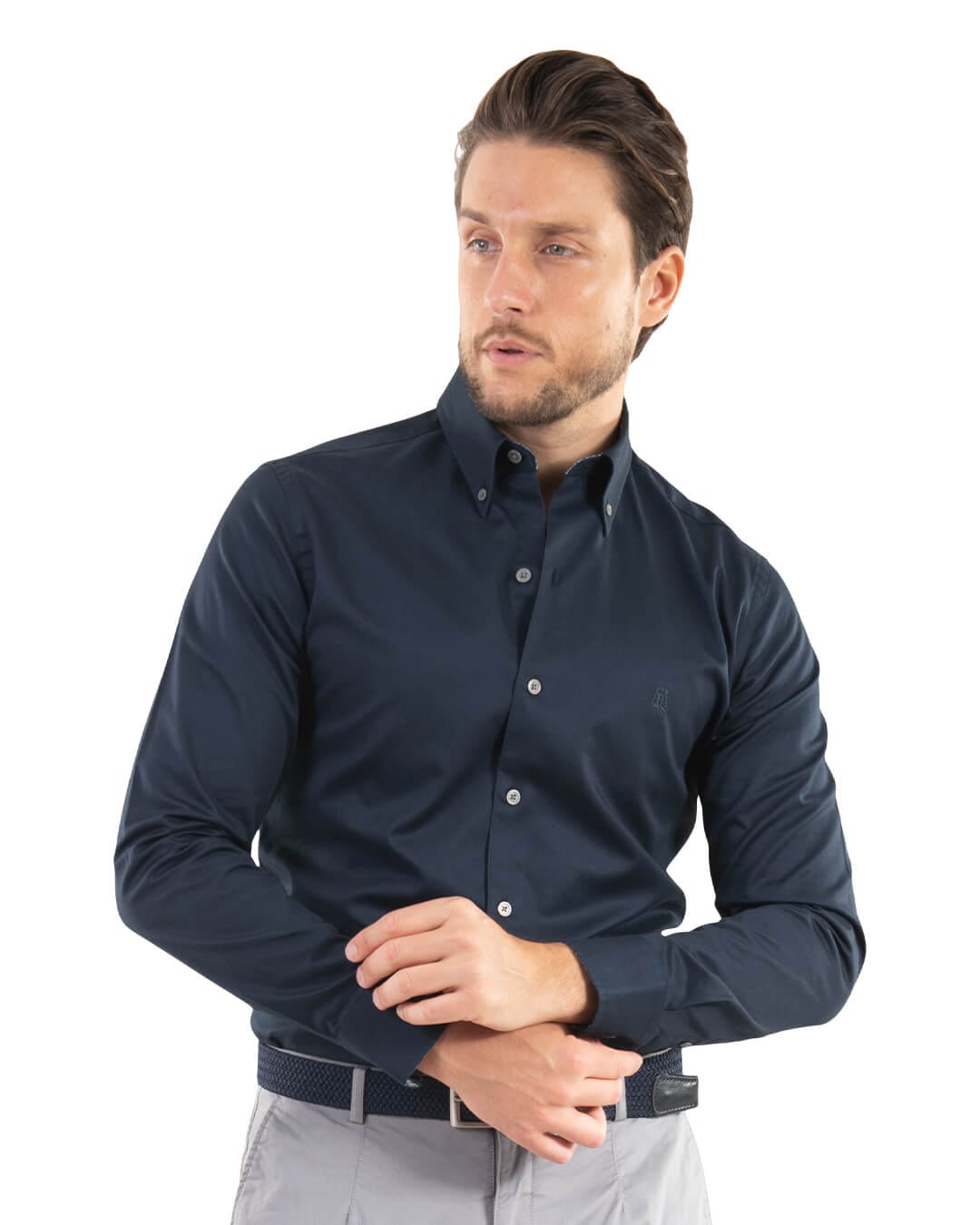 Gagliardi Shirts Gagliardi Navy Cotton Twill Button-Down Shirt
