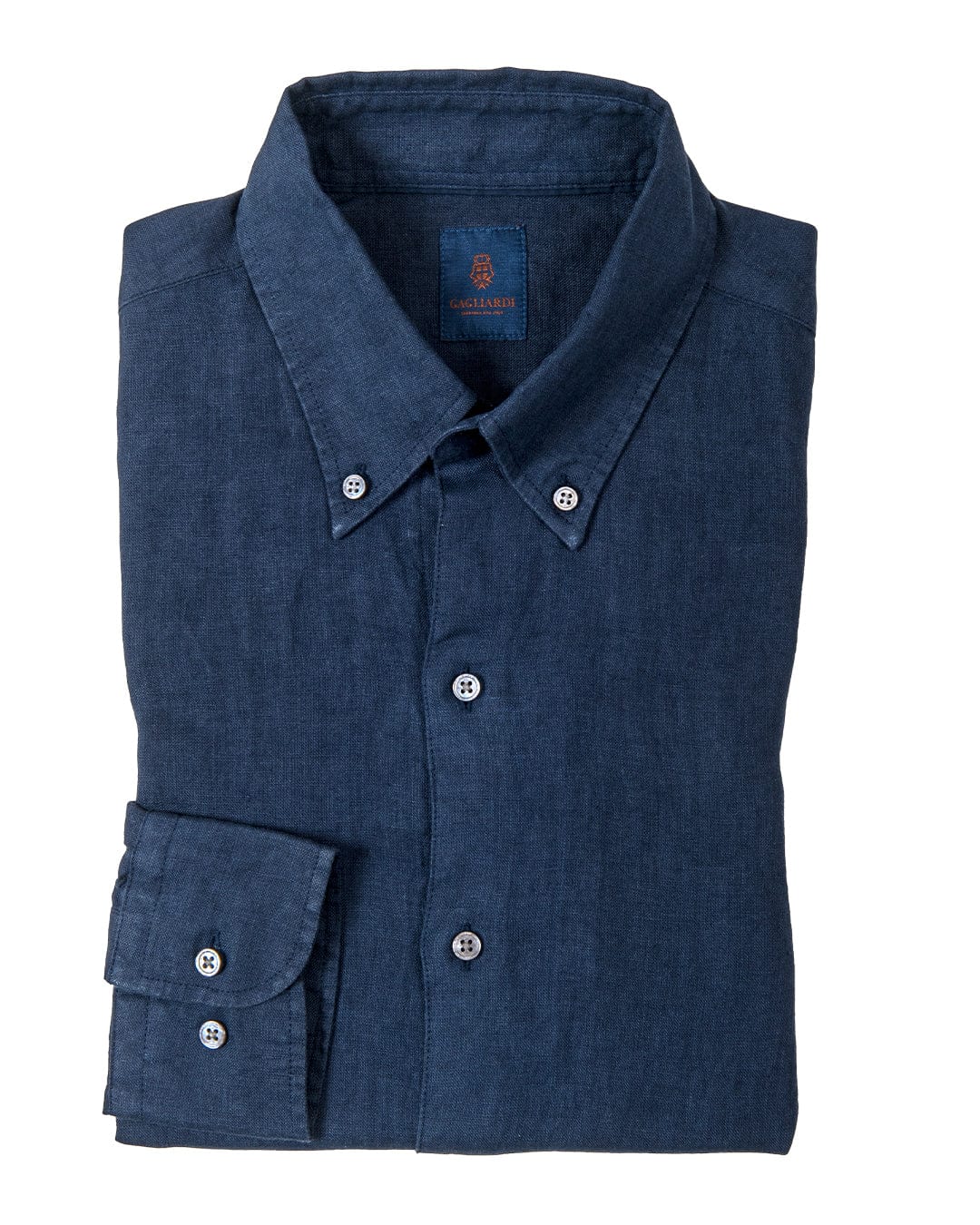 Gagliardi Shirts Gagliardi Navy Slim Fit Linen Button-Down Shirt