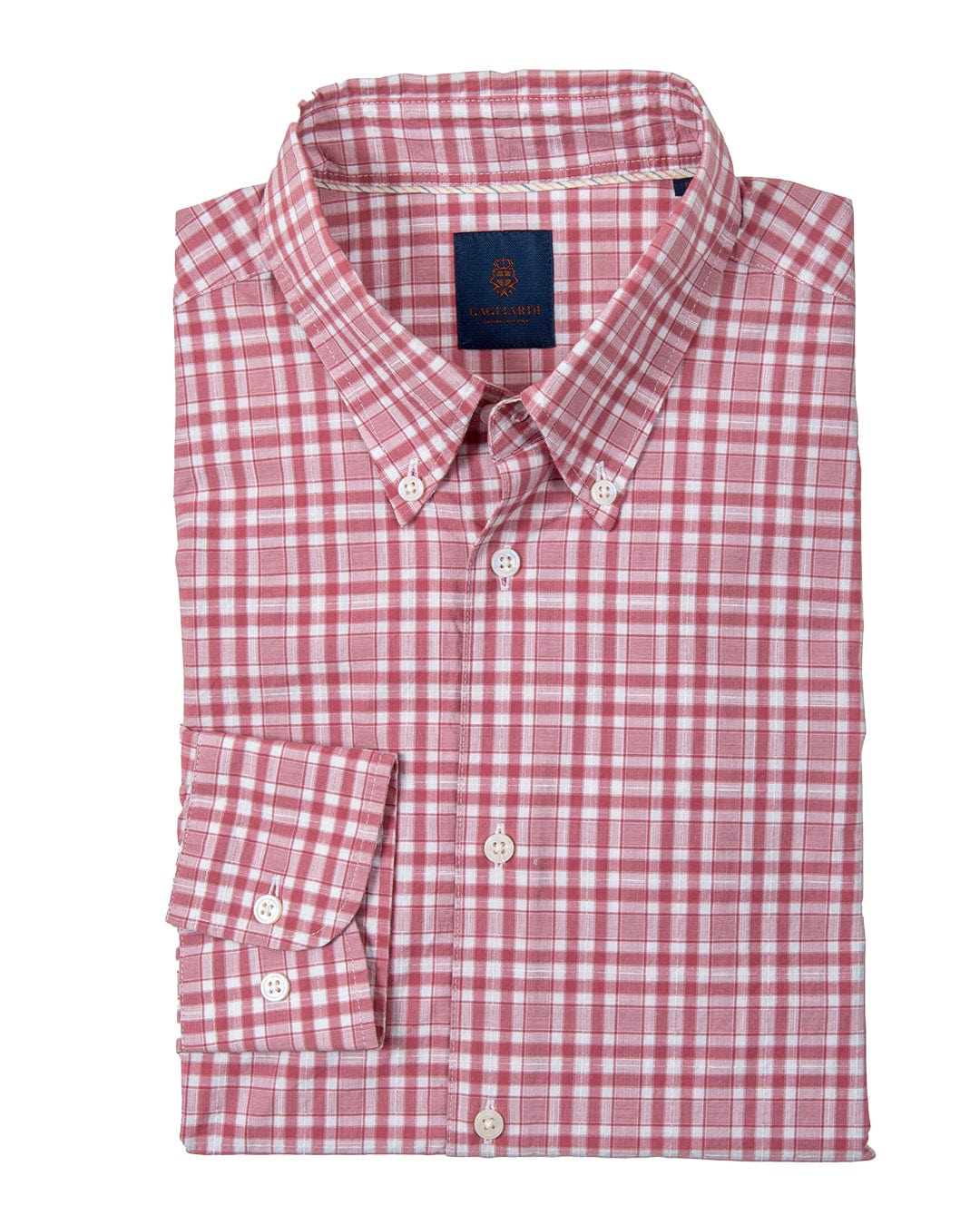 Gagliardi Shirts Gagliardi Red Slim Fit Summer Plaid Button-Down Shirt