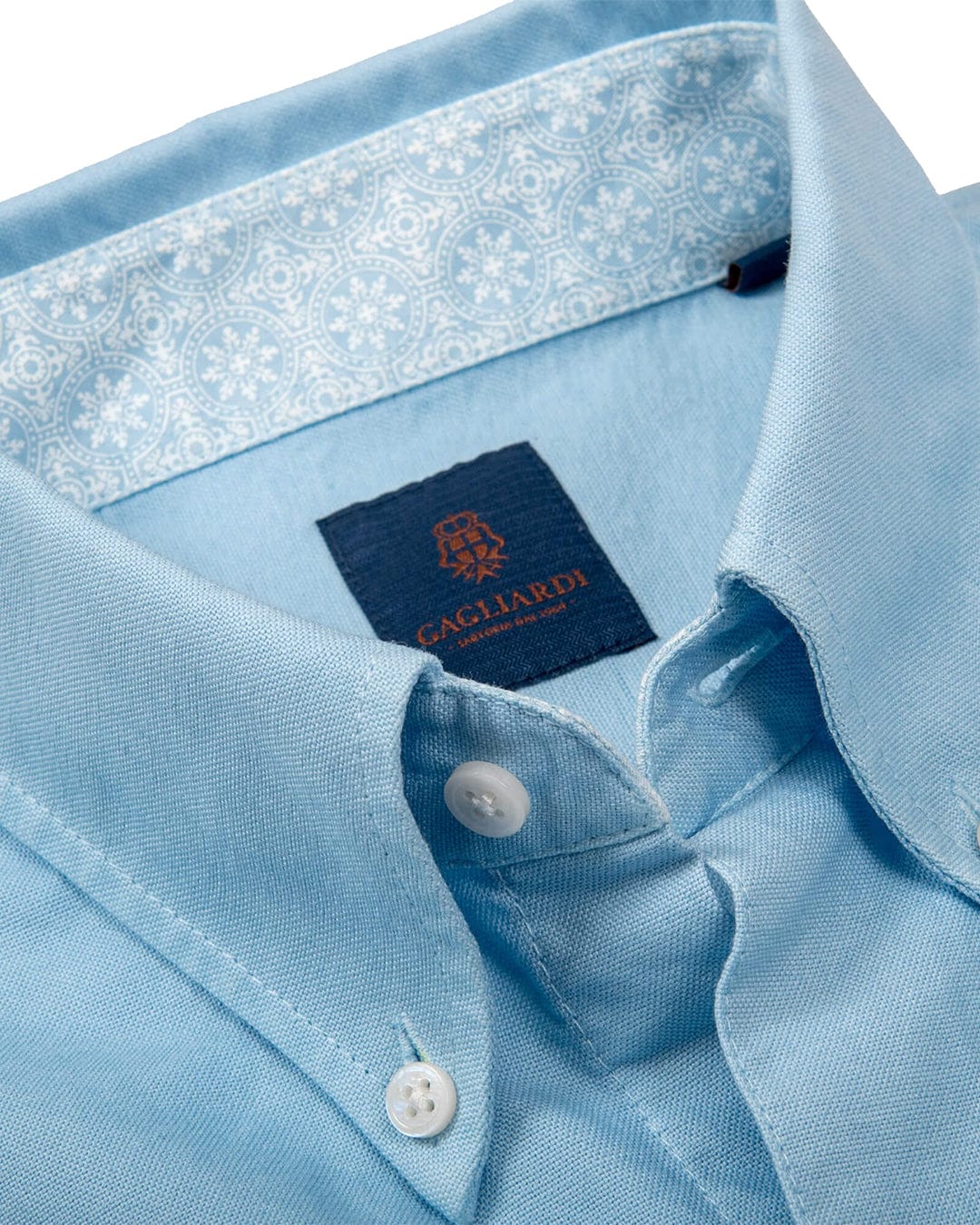 Gagliardi Shirts Gagliardi Sky Tailored Fit Oxford Button-Down Short Sleeve Shirt