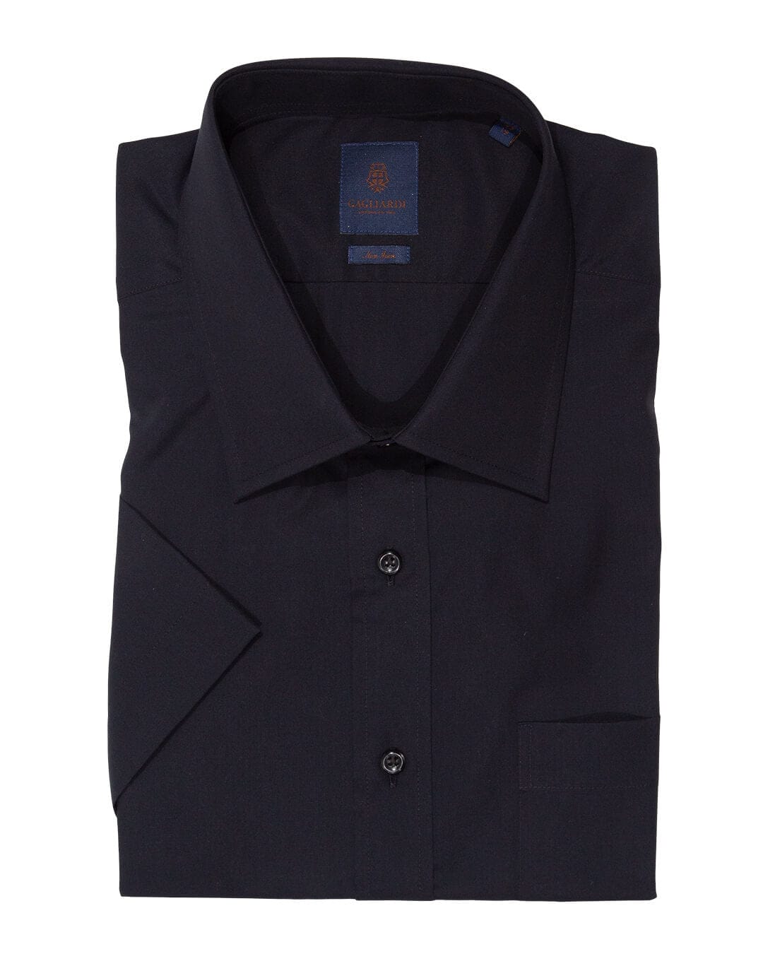 Gagliardi Shirts Gagliardi Tailored Fit Black Poplin Non Iron Button-Down Short Sleeve Shirt