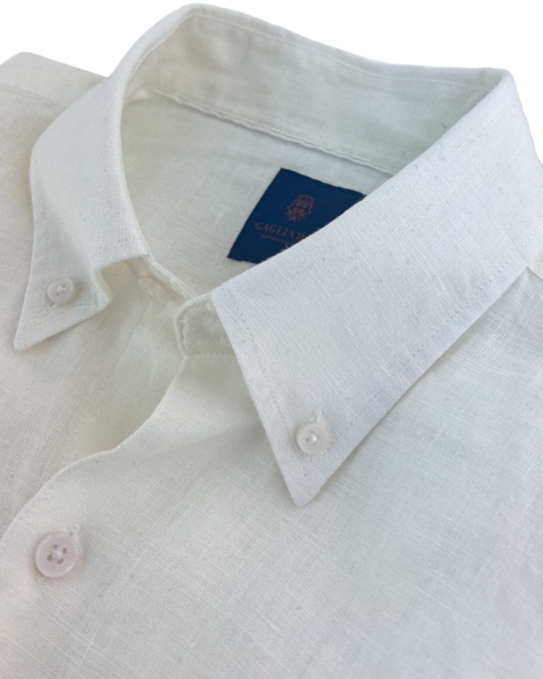 Gagliardi Shirts Gagliardi White Slim Fit Linen Short Sleeve Button-Down Shirt
