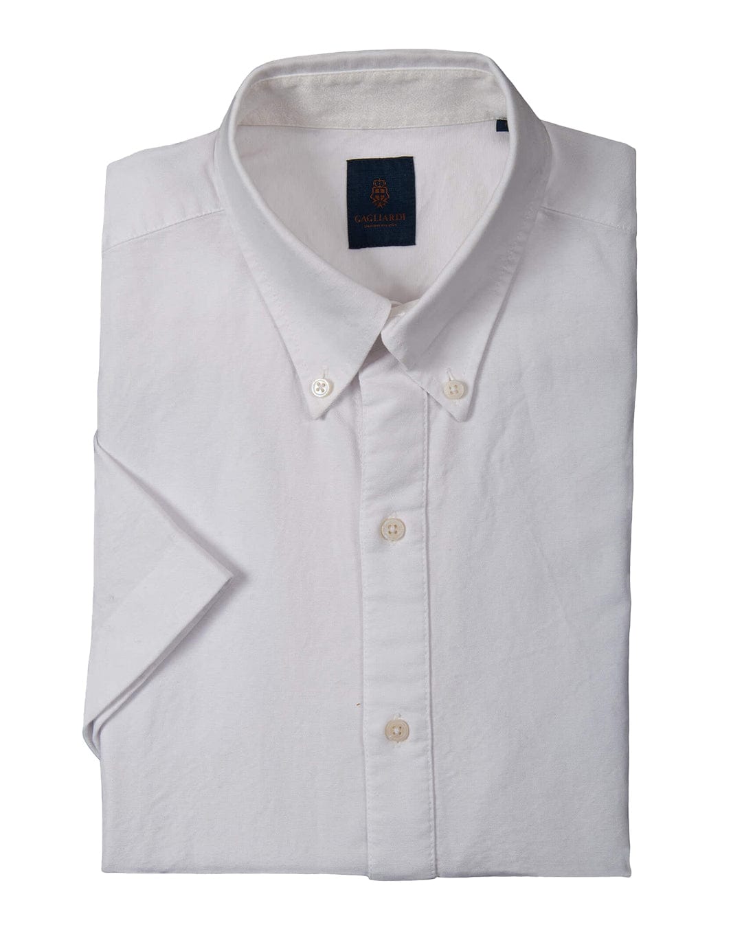 Gagliardi Shirts Gagliardi White Tailored Fit Oxford Button-Down Short Sleeve Shirt