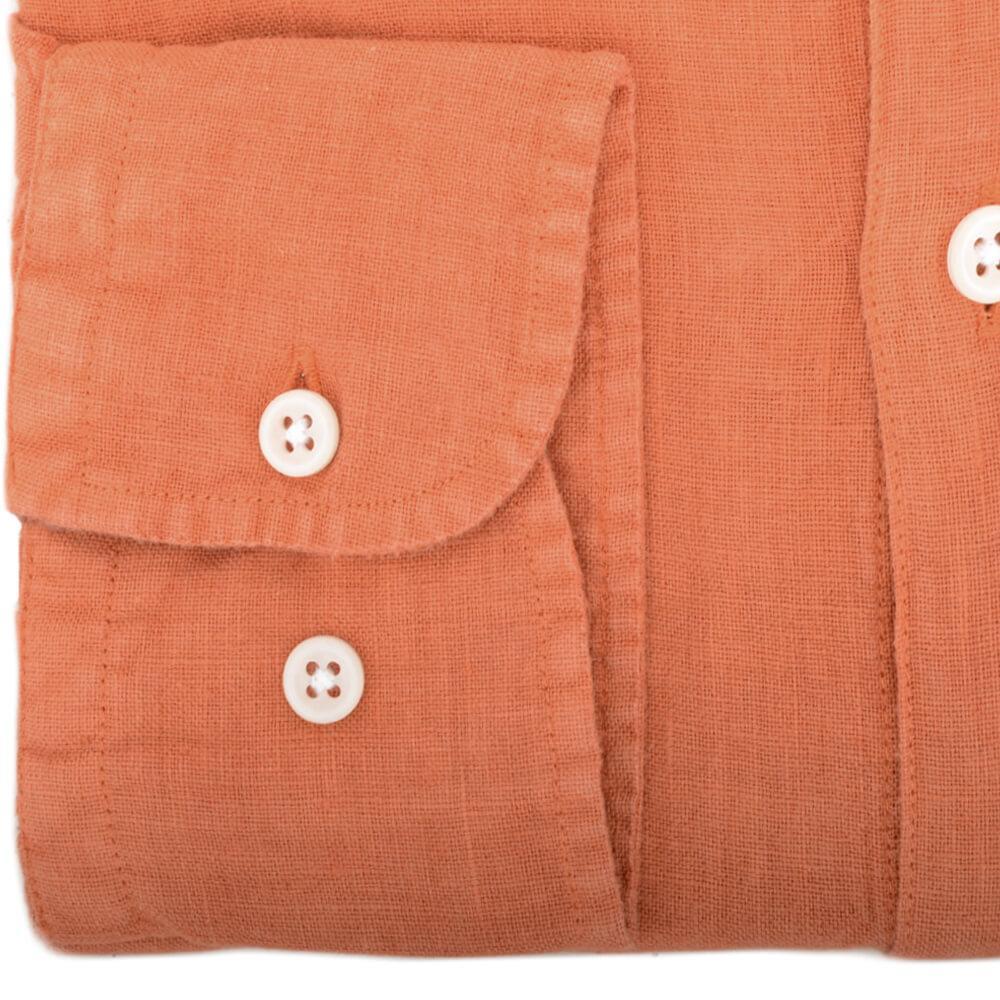 Gagliardi Shirts Orange Linen Button Down Shirt