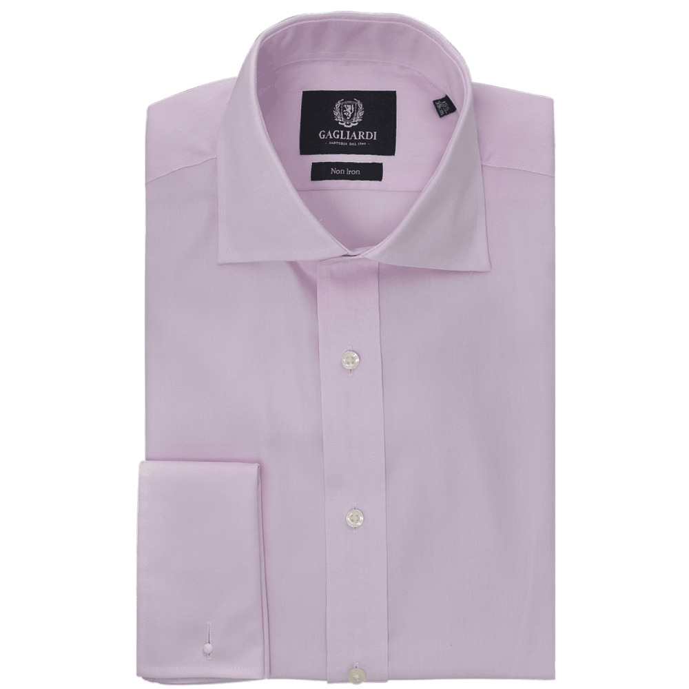 Gagliardi Shirts Pink Oxford Slim Fit Cutaway Collar Double Cuffed Shirt