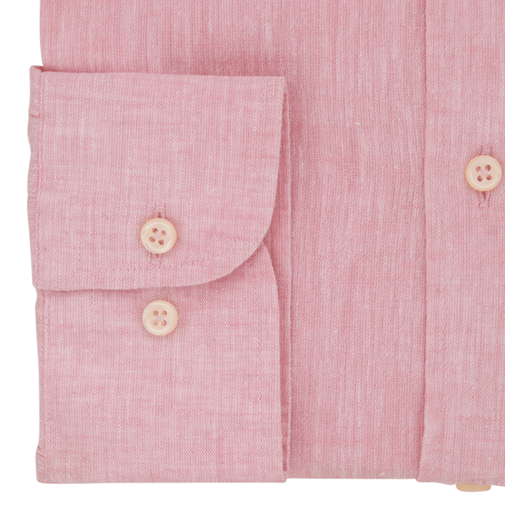 Gagliardi Shirts Pink Plain Tailored Fit Buttondown Collar Linen Shirt