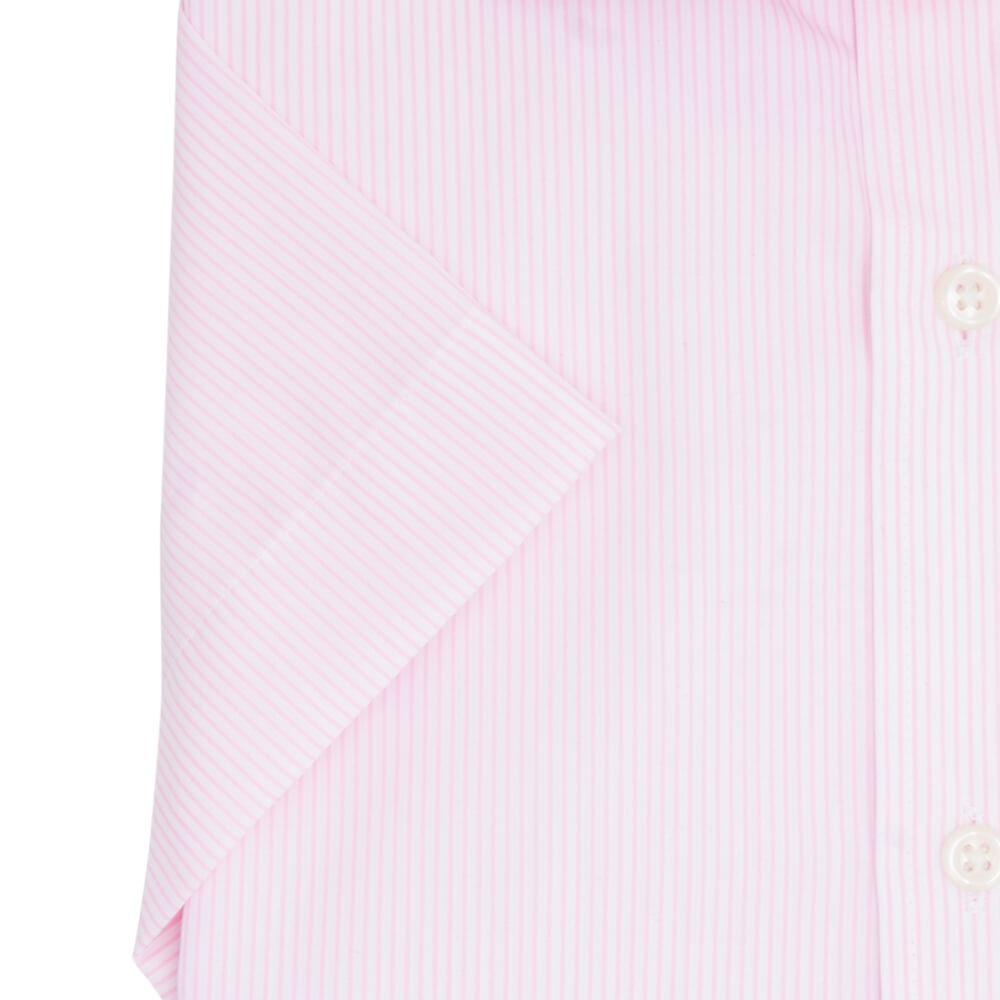 Gagliardi Shirts Pink Stripe Slim Fit Short Sleeve Cutaway Collar Short