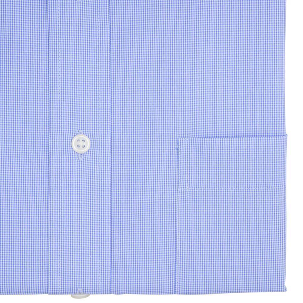Gagliardi Shirts Royal Blue Micro Gingham Tailored Fit Short Sleeve Buttondown Collar Shirt