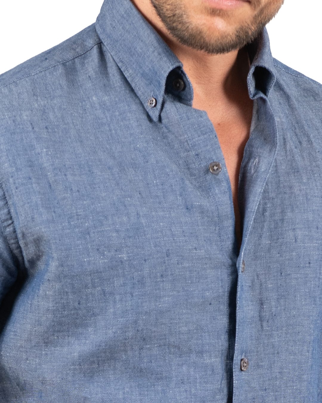 Gagliardi Shirts Shirt Linen Button Down Long Sleeve Dark Blue