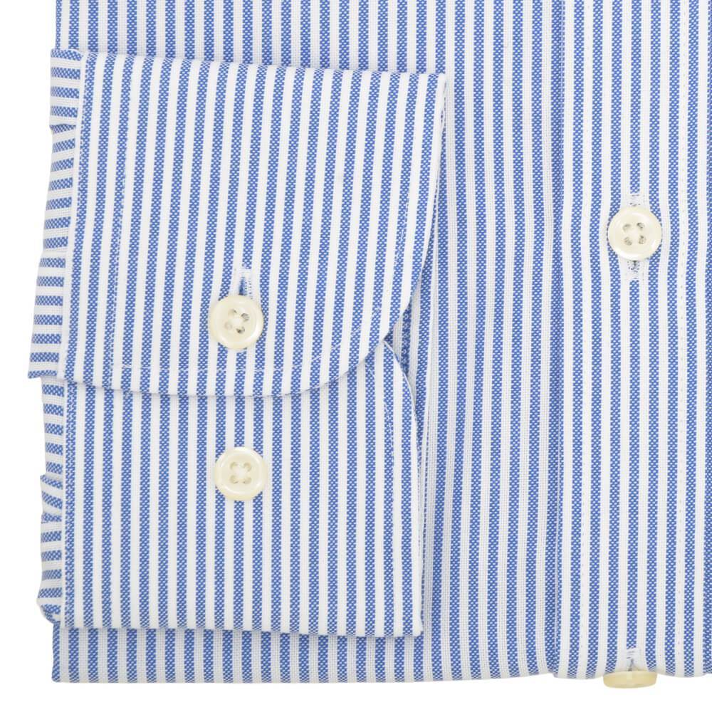 Gagliardi Shirts Slim Fit Blue Stripe Oxford Cutaway Collar Non-iron Shirt