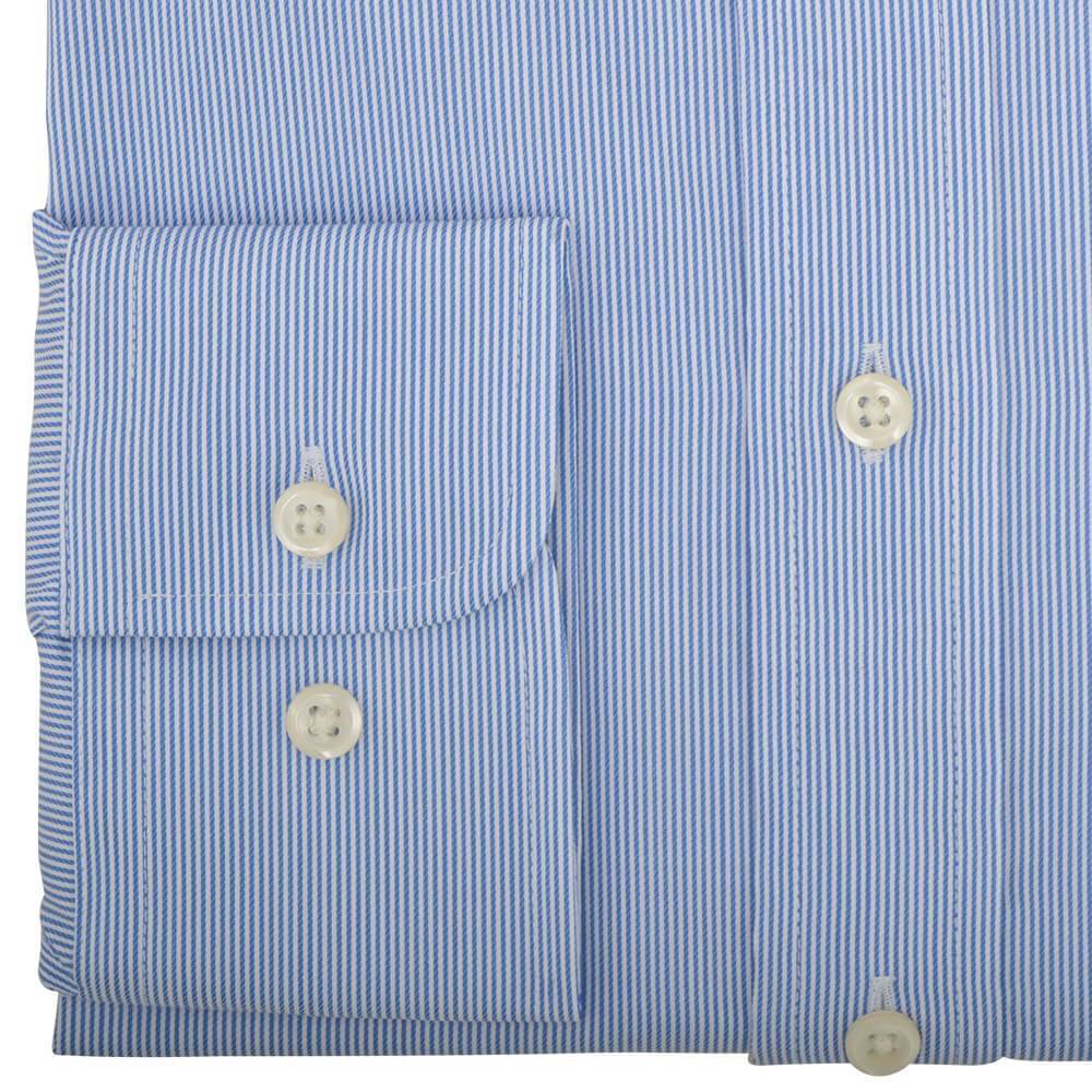 Gagliardi Shirts Tailored Fit Blue Hairline Stripe Classic Collar Non-iron Shirt