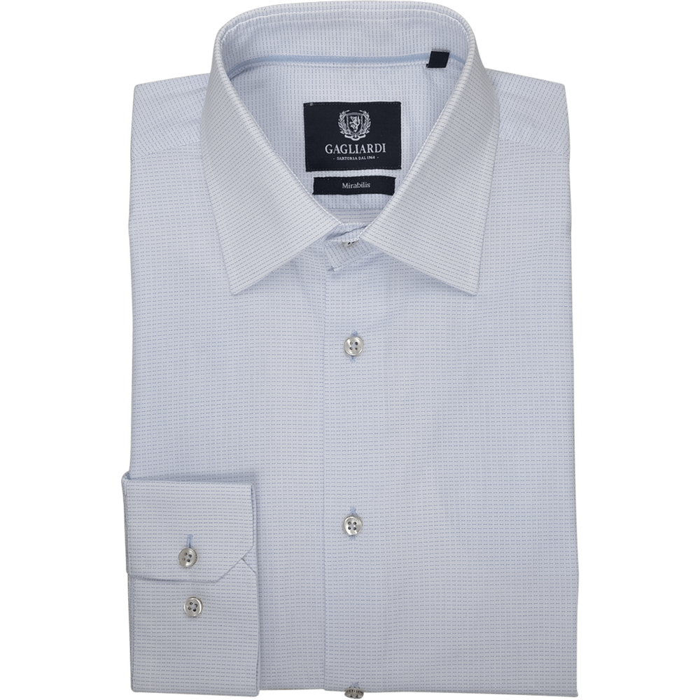 Gagliardi Shirts White with Royal Blue Dash Dobby Mirabilis Business Shirt