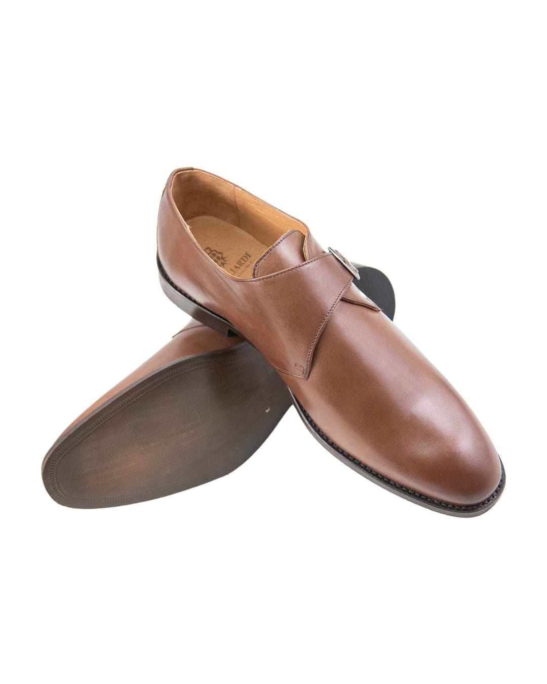 Gagliardi Shoes Gagliardi Brown Leather Single Buckle Monk Strap Shoes