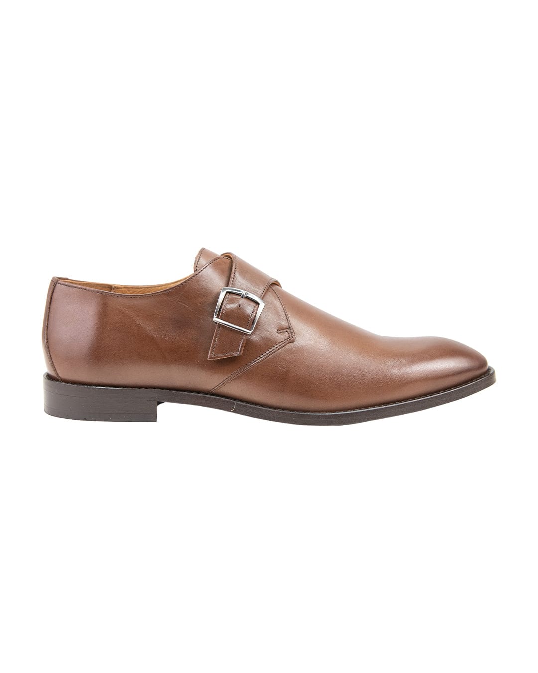 Gagliardi Shoes Gagliardi Brown Leather Single Buckle Monk Strap Shoes