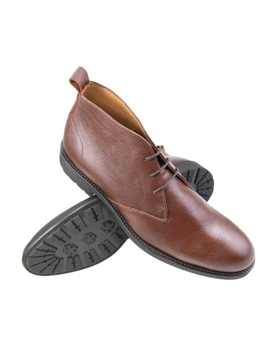 Gagliardi Shoes Gagliardi Brown Scotch Grain Leather Chukka Boots