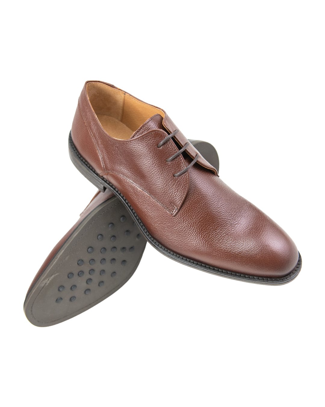 Gagliardi Shoes Gagliardi Brown Scotch Grain Leather Derby Shoes