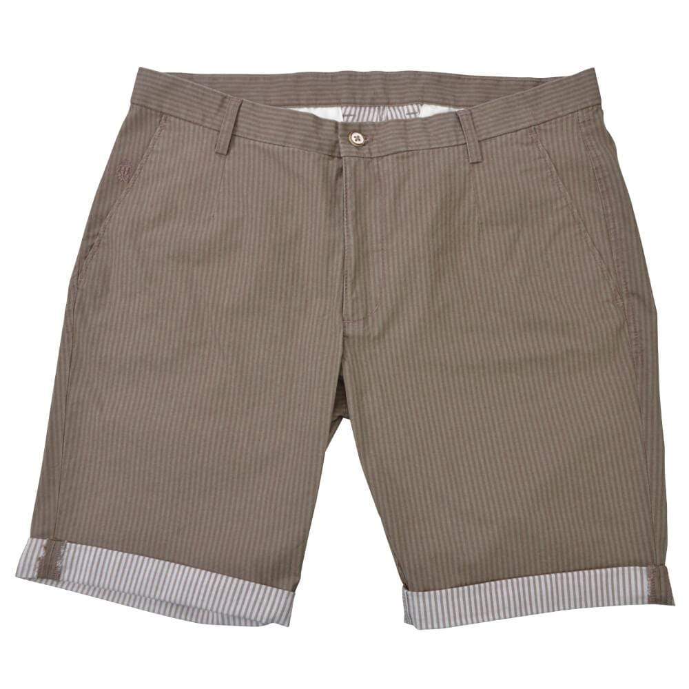 Gagliardi - Shorts - Double Face Striped Taupe Shorts