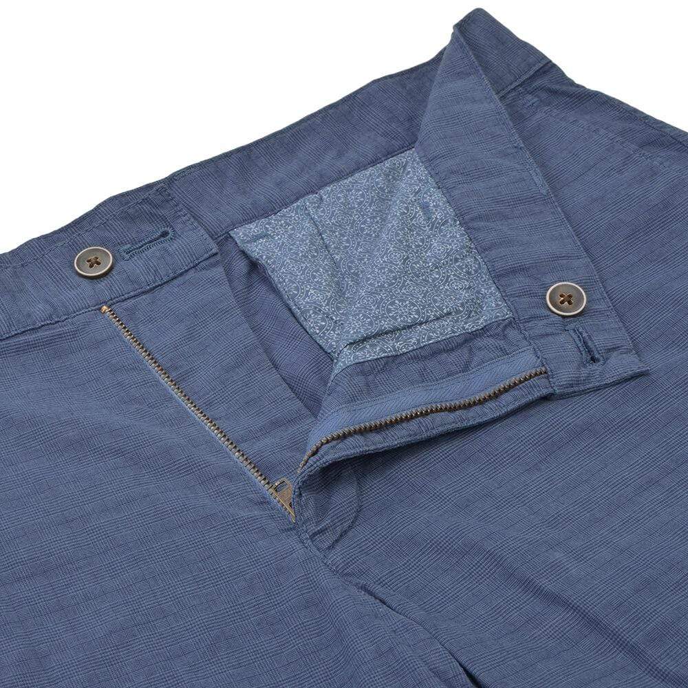 Gagliardi Shorts Light Airforce Blue Check Chino Shorts
